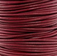 Leather Cord USA 3mm Natural Turkey Red Round Leather - by the Foot