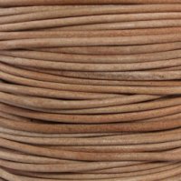 Coitak Round Cowhide Genuine Leather String Cord, 2mm Natural